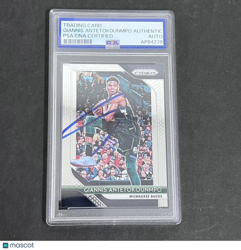 2018 Giannis Antetokounmpo Panini Prizm#296 Signed Card PSA Autographed