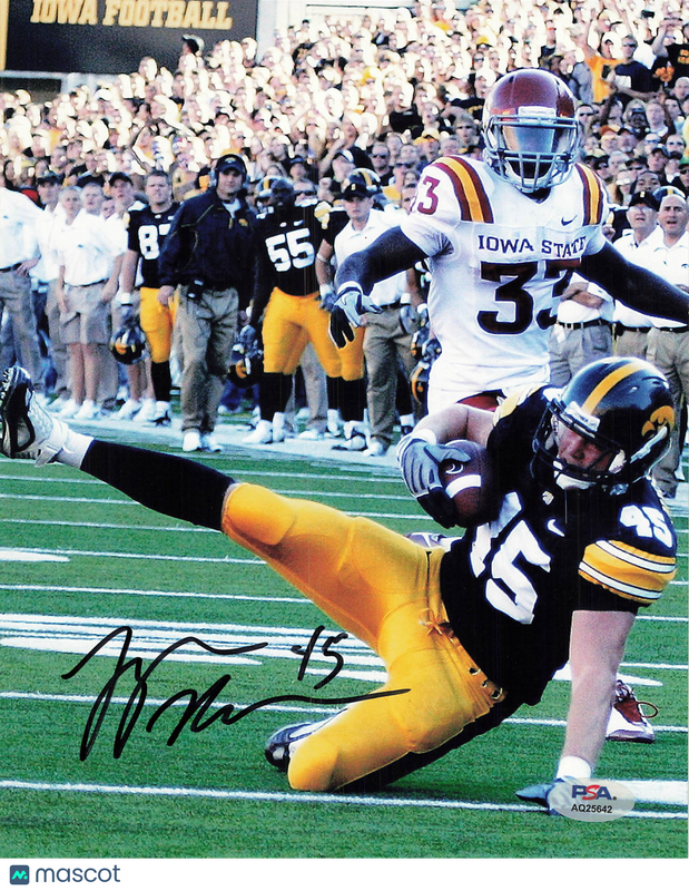 Tyler Nielsen Signed Iowa Hawkeyes Football 8x10 Photo PSA Autographed