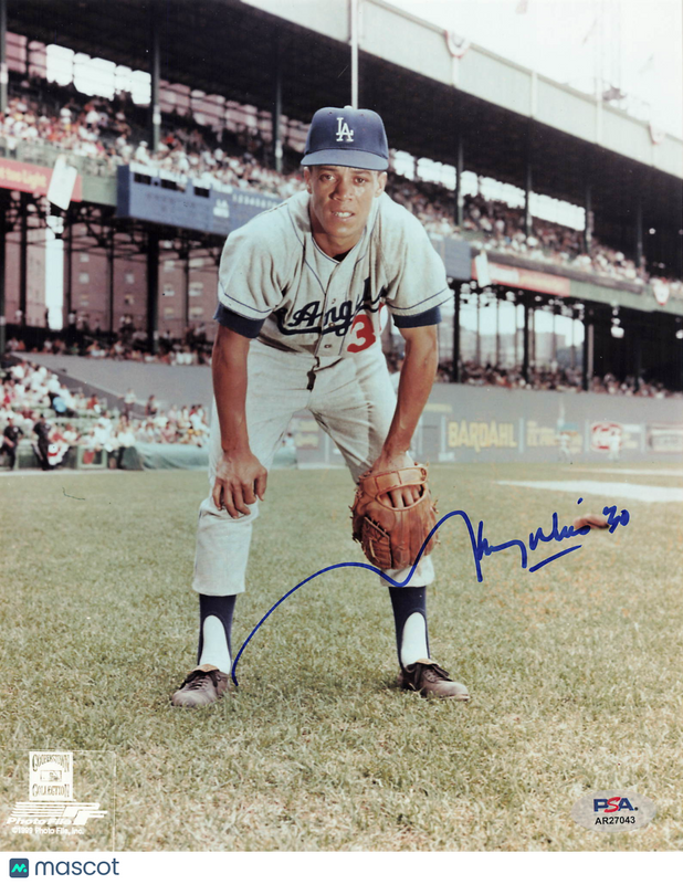 Maury Wills Los Angeles Dodgers Signed 8x10 Photo PSA