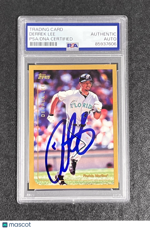 1999 Topps #22 Derrek Lee  Signed Card Auto PSA Slabbed Marlins