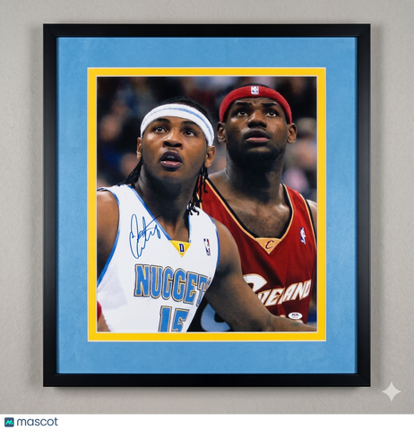 Carmelo Anthony Denver Nuggets Signed Basketball 16x20 Custom Framed Photo PSA