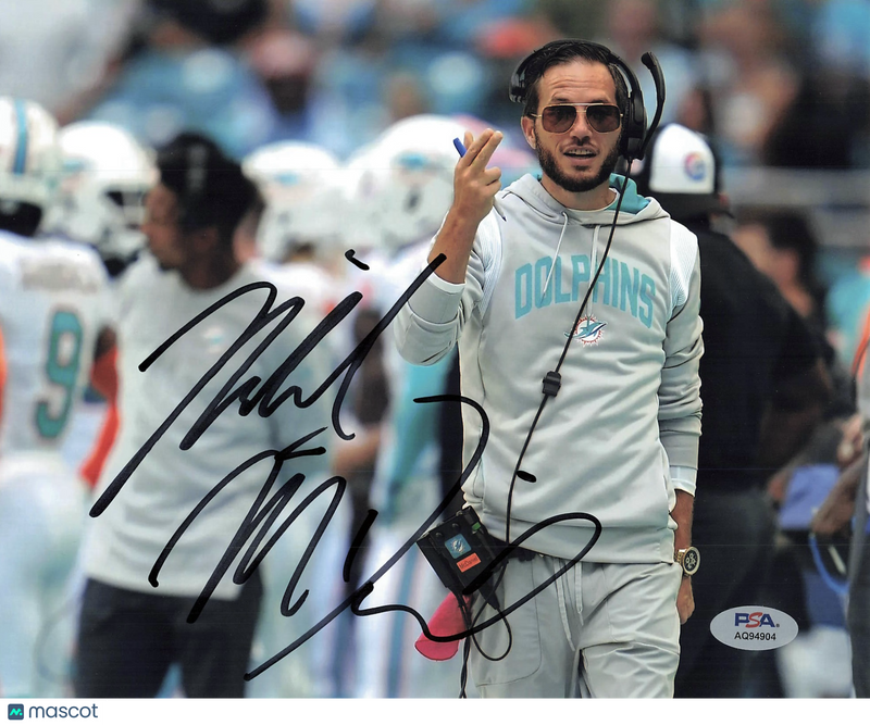 Mike McDaniel Signed Miami Dolphins Football 8x10 Photo PSA Autographed