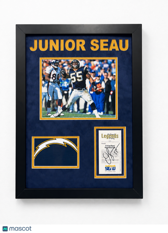 Junior Seau Signed San Diego Chargers Football Photo Autographed 16x22