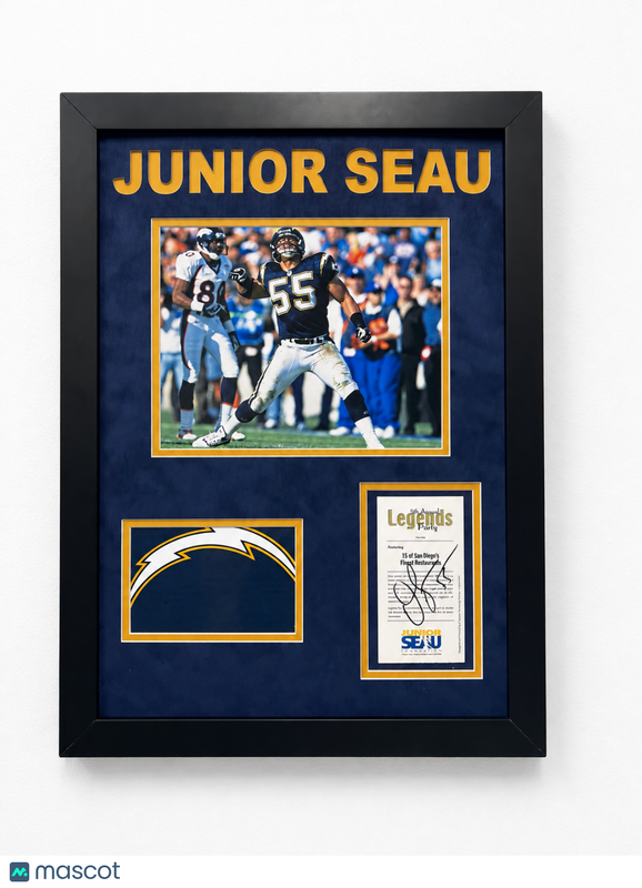 Junior Seau Signed San Diego Chargers Football Photo Autographed 16x22