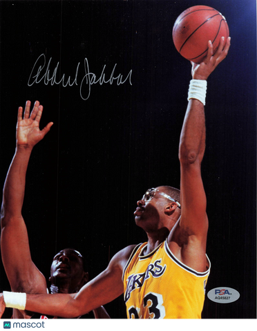 Kareem Abdul-Jabbar Los Angeles Lakers Signed Basketball 8x10 Photo PSA