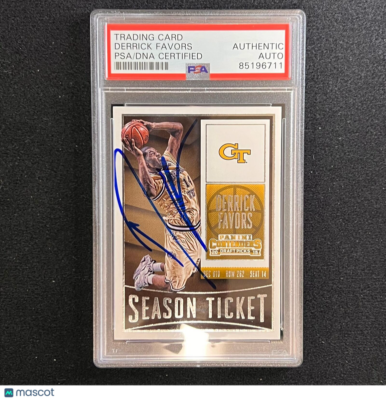 2015-16 Contenders Draft Picks #27 Derrick Favors Signed Card AUTO PSA Slabbed G