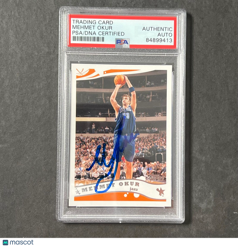 2004-05 Topps #63 Mehmet Okur Signed Card AUTO PSA Slabbed Jazz