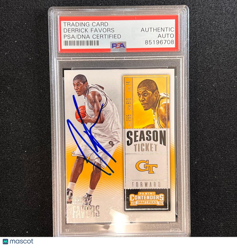 2015-16 Contenders Draft Picks #27 Derrick Favors Signed Card AUTO PSA Slabbed G
