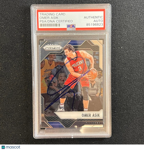 2016-17 Panini Prizm #195 Omer Asik Signed Card AUTO PSA/DNA Slabbed Pelicans