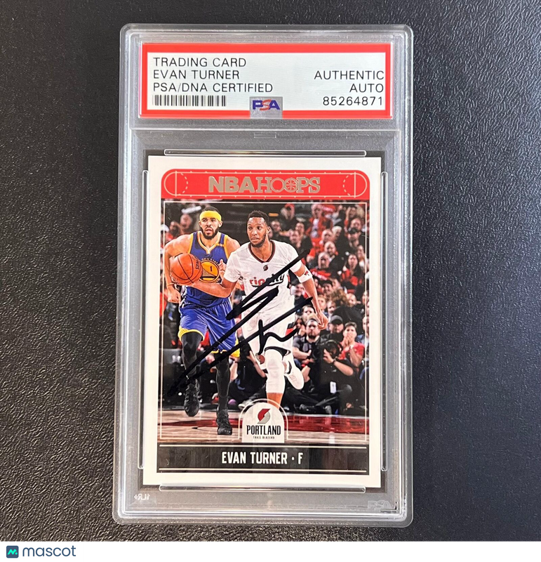 2017-18 NBA Hoops #231 Evan Turner Signed Card AUTO PSA Slabbed Trailblazers