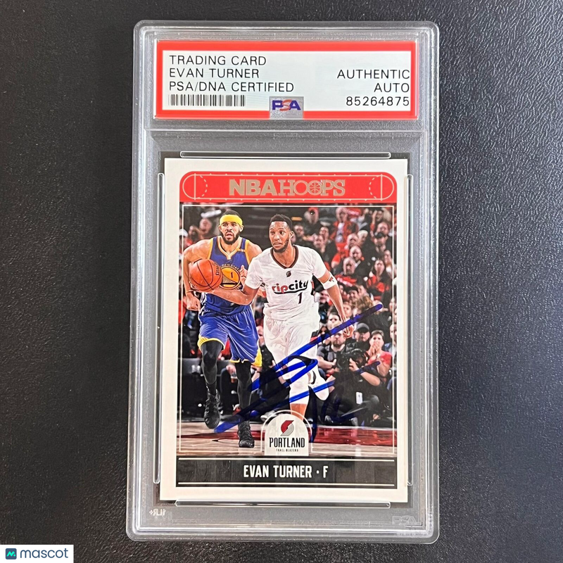 2017-18 NBA Hoops #231 Evan Turner Signed Card AUTO PSA Slabbed Trailblazers