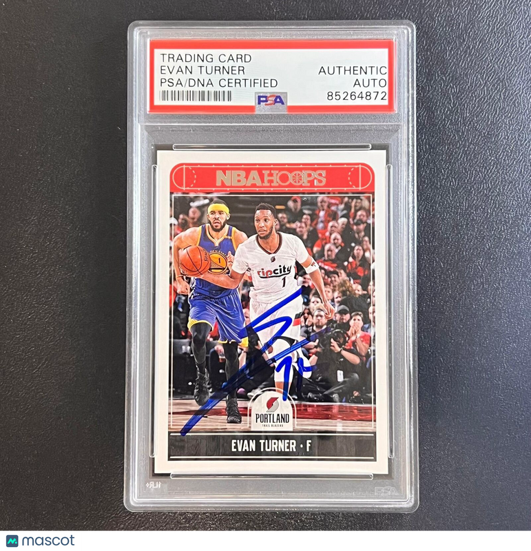 2017-18 NBA Hoops #231 Evan Turner Signed Card AUTO PSA Slabbed Trailblazers