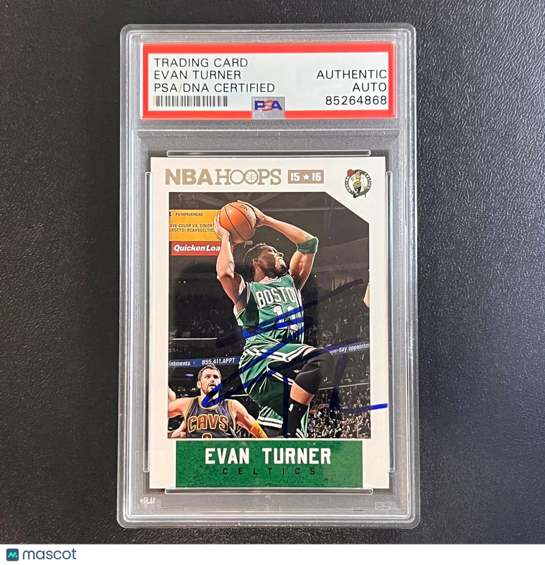 2015-16 NBA Hoops #21 Evan Turner Signed Card AUTO PSA Slabbed Celtics