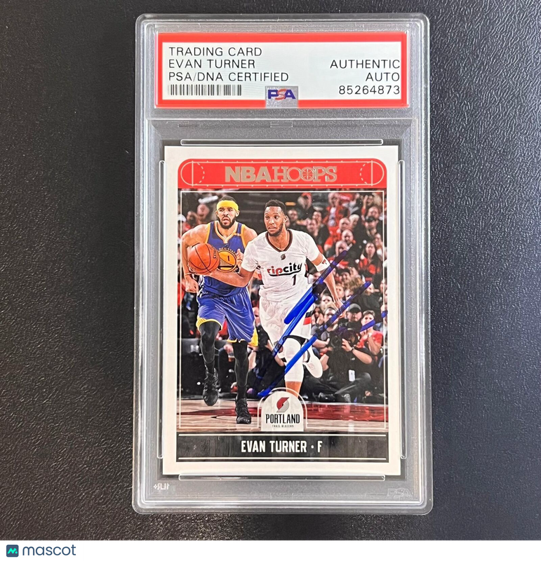 2017-18 NBA Hoops #231 Evan Turner Signed Card AUTO PSA Slabbed Trailblazers