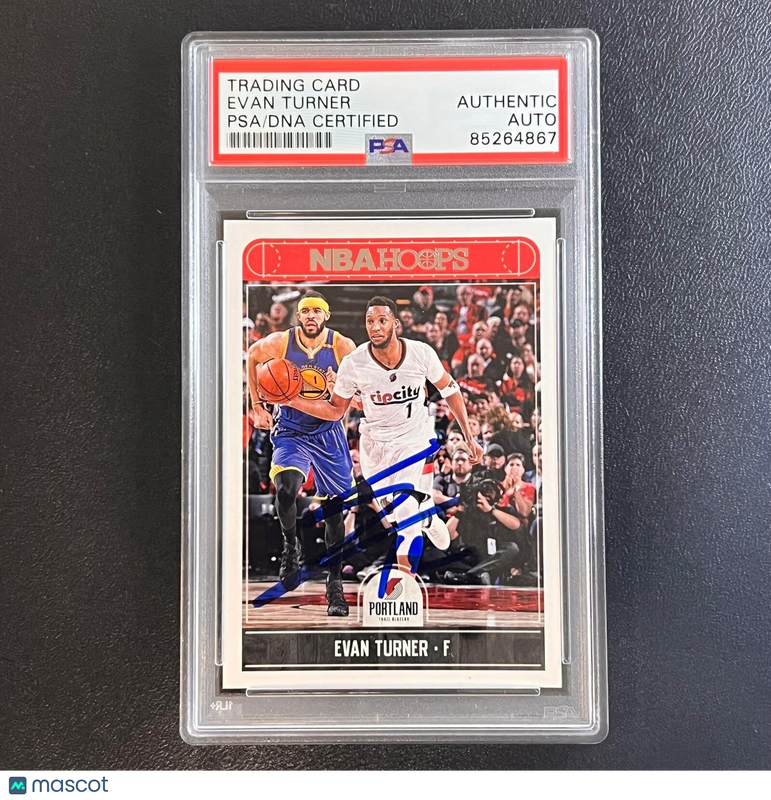 2017-18 NBA Hoops #231 Evan Turner Signed Card AUTO PSA Slabbed Trailblazers