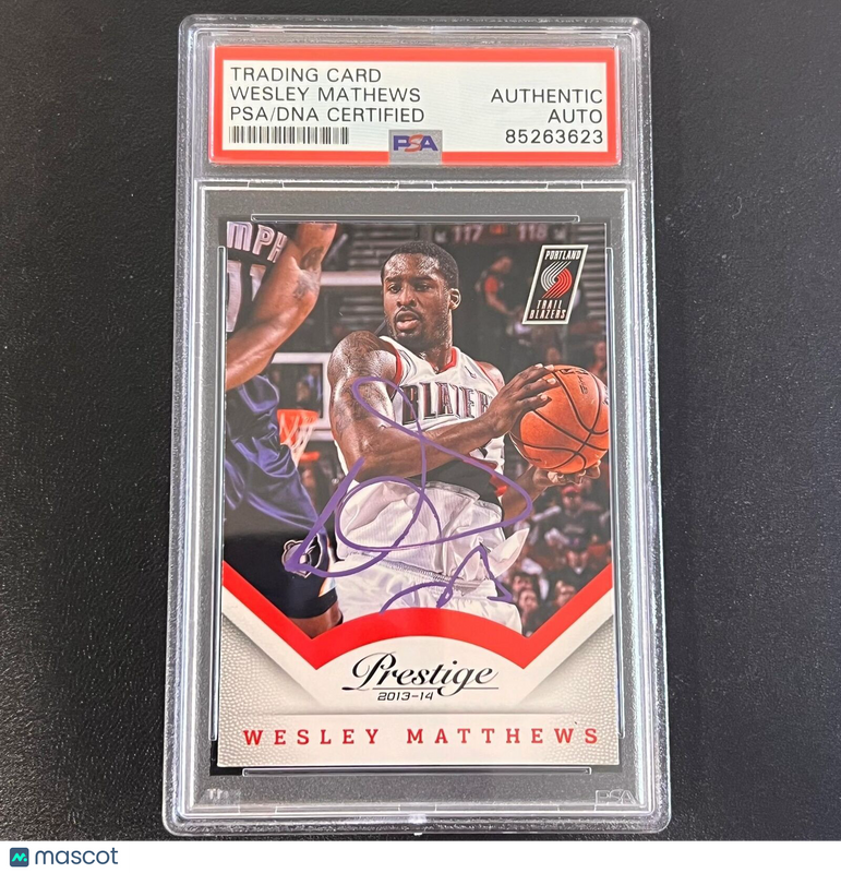 2013-14 Panini Prestige #24 Wesley Matthews Signed Card AUTO PSA Slabbed Trailbl