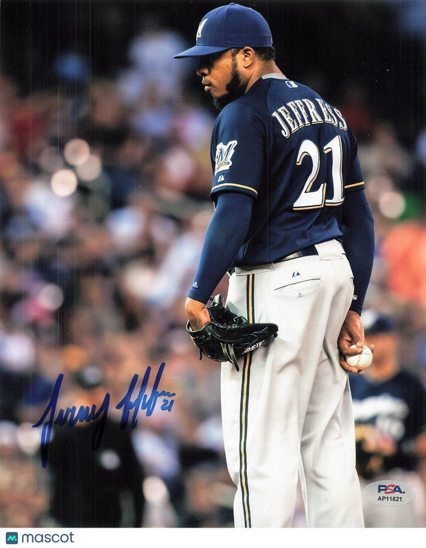 Jeremy Jeffress Signed 8x10 Photo PSA Milwaukee Brewers