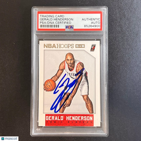 2015-16 Panini NBA Hoops #61 Gerald Henderson Signed AUTO PSA Slabbed Trail Blaz