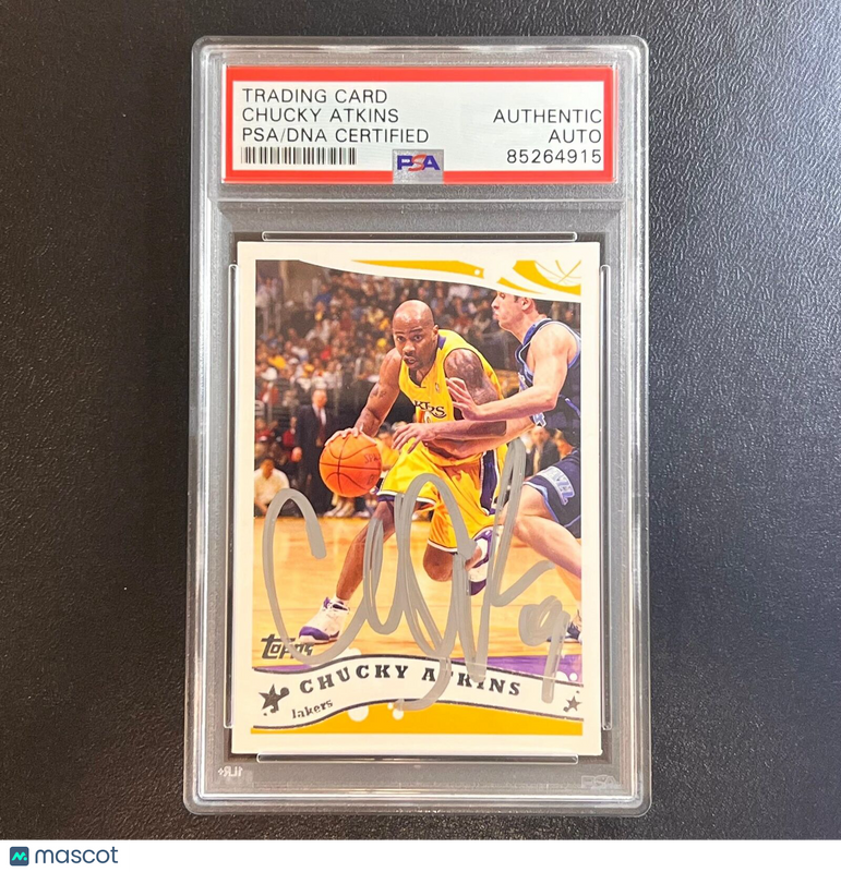 2005-06 Topps #126 Chucky Atkins Signed Card AUTO PSA Slabbed Lakers
