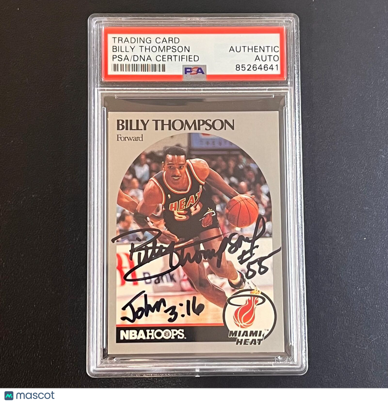 1990-1991 NBA Hoops #172 Billy Thompson Signed Card AUTO PSA Slabbed Heat