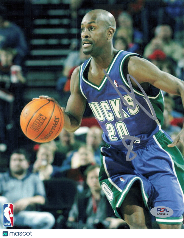 Gary Payton Milwaukee Bucks Signed Basketball 8x10 Photo PSA