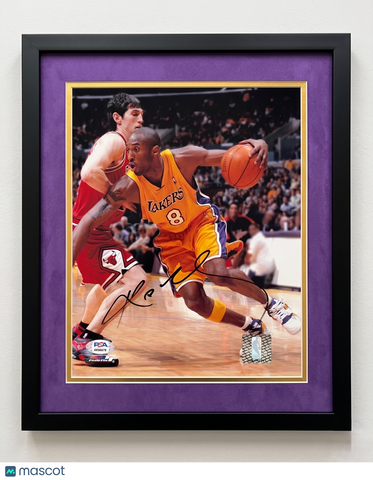 Kobe Bryant Los Angeles Lakers Signed Basketball 8x10 Custom Framed Photo PSA