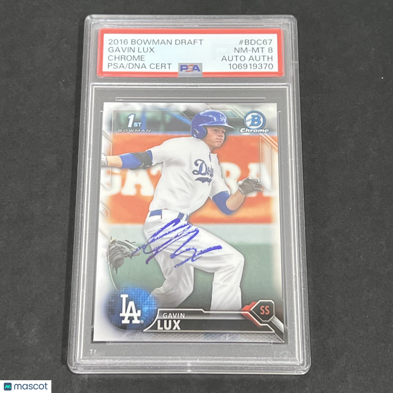 2016 Bowman Draft #BDC67 Gavin Lux Chrome signed card PSA 8 Auto A