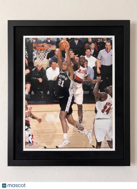 Tim Duncan San Antonio Spurs Signed Basketball 16x20 Custom Framed Photo PSA
