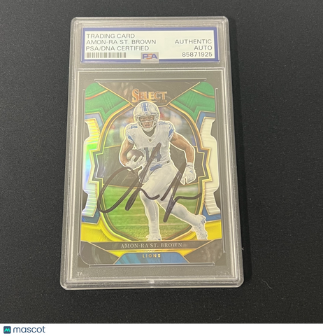 2022 Panini Select Football#58 Amon-Ra St. Brown Signed Card Auto PSA Slabbed