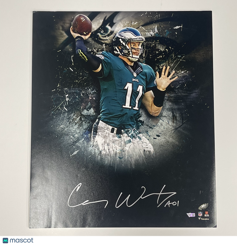 Carson Wentz Signed Philadelphia Eagles Football 24x20 Photo Fanatics Authentic