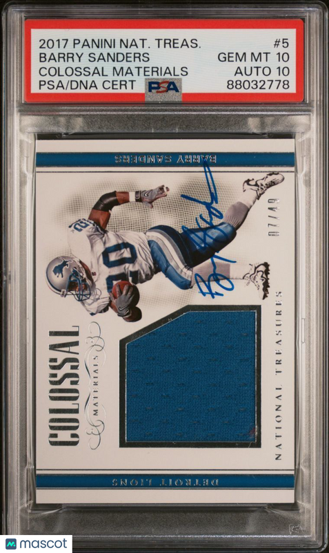 2017 Panini National Treasures Colossal Materials #5 Barry Sanders Signed Card P