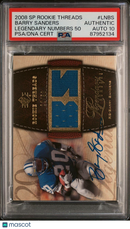 2008 SP Rookie Threads Legendary Numbers 50 #LNBS Barry Sanders Signed Card PSA