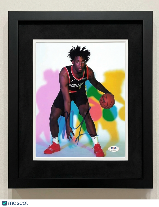 Nassir Little Portland Trail Blazers Signed 8x10 Custom Framed Photo PSA