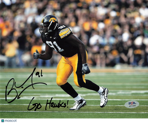 Broderick Binns Signed Iowa Hawkeyes Football 8x10 Photo PSA Autographed