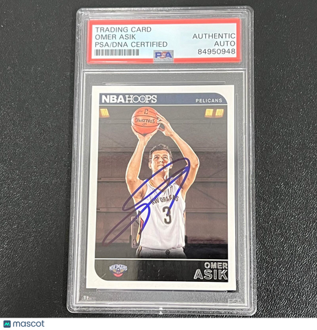 2014-15 Panini Hoops #184 Omer Asik Signed Card AUTO PSA/DNA Slabbed Pelicans