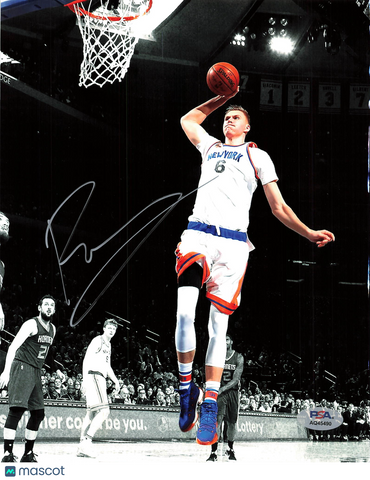Kristaps Porzingis New York Knicks Signed Basketball 8x10 Photo PSA