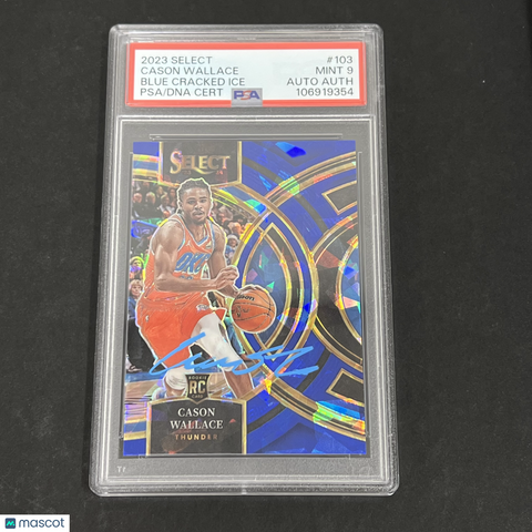 2023 Panini Select Blue Cracked Ice #103 Cason Wallace signed card PSA 9 Auto A