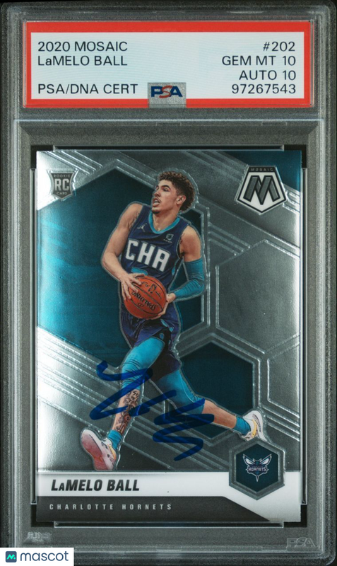 2020 Panini Mosaic #202 LaMelo Ball PSA Gem MT 10 Auto 10 RC Hornets