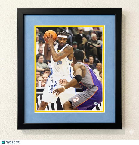 Carmelo Anthony Denver Nuggets Signed Basketball 16x20 Custom Framed Photo PSA