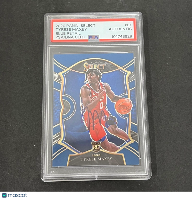 2020-21 Panini Select #81 Tyrese Maxey Signed Card AUTO PSA 76ers RC