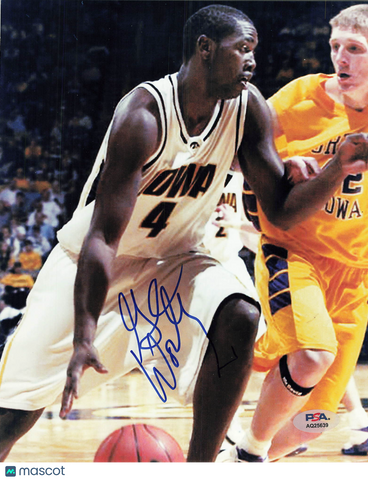 GRANT WORLEY Iowa Hawkeyes Signed Basketball 8x10 Photo PSA