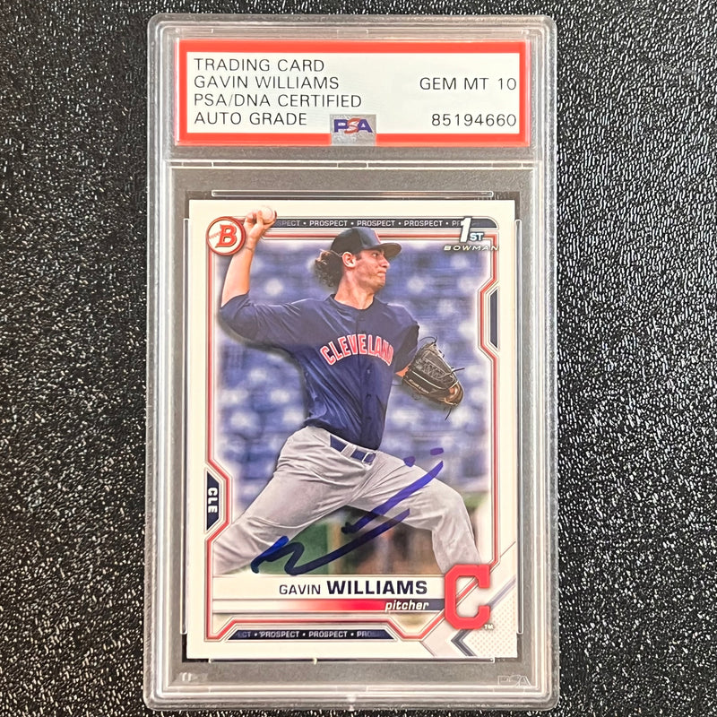 2022 Topps Bowman #BD-93 Gavin Williams Signed Card PSA Slabbed Auto 10 Cleveland Guardians