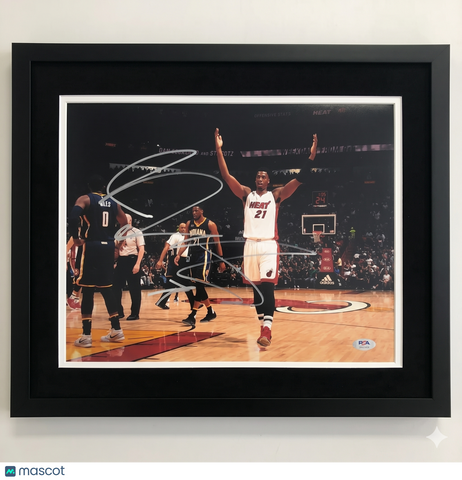 Hassan Whiteside Miami Heat Signed Basketball 11x14 Custom Framed Photo PSA