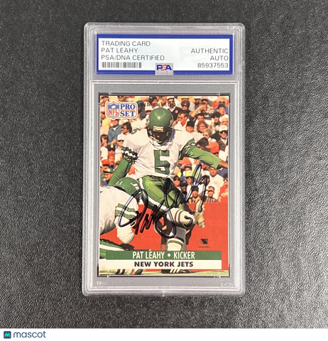 1991 Pro Set #607 Pat Leahy Signed Card Auto PSA Slabbed New York Jets