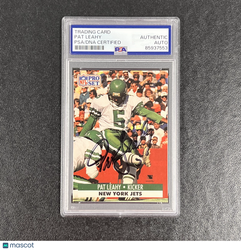 1991 Pro Set #607 Pat Leahy Signed Card Auto PSA Slabbed New York Jets