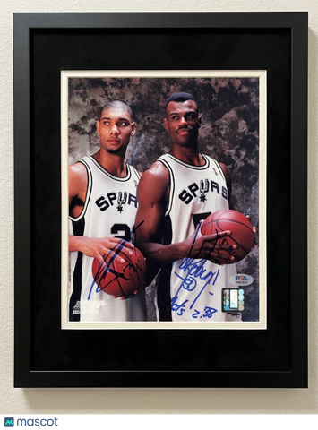 Tim Duncan & David Robinson Spurs Signed Photo Framed PSA Autographed 11x14