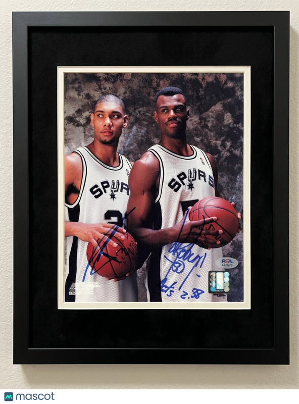 Tim Duncan & David Robinson Spurs Signed Photo Framed PSA Autographed 11x14