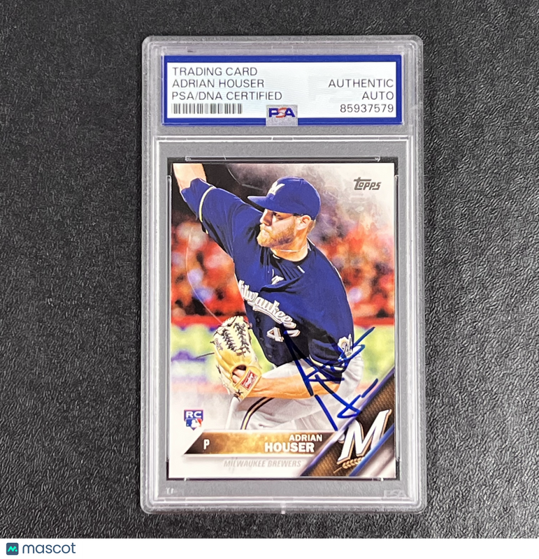 2016 Topps #553 Adrian Houser Signed Card Auto PSA Slabbed Milwaukee Brewers