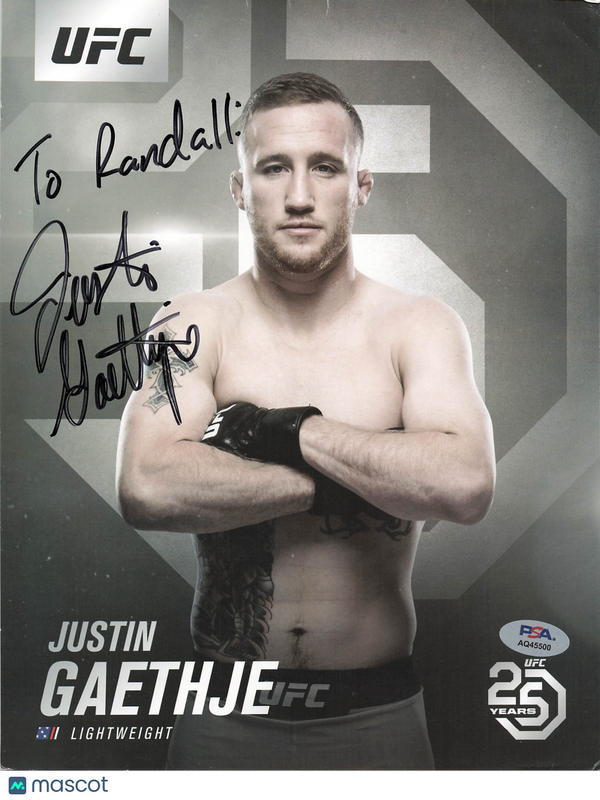 Justin Gaethje Signed MMA 8x10 Photo PSA Autographed