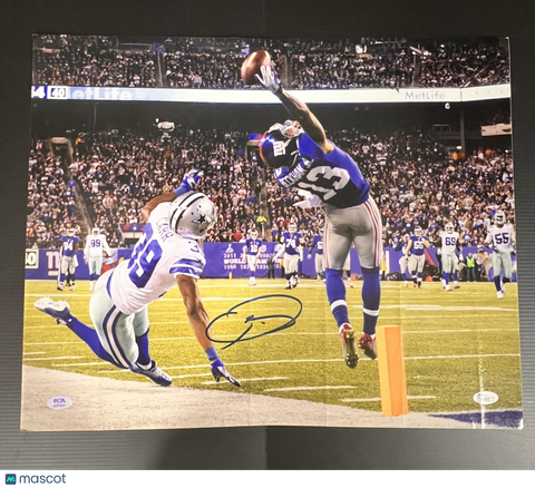 Odell Beckham Jr. Signed New York Giants Football 16x20 Photo PSA Autographed